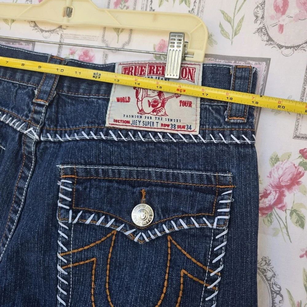 True Religion Joey Super T World Tour Jeans Men's 38x34 Denim Blue Straight‎ Leg